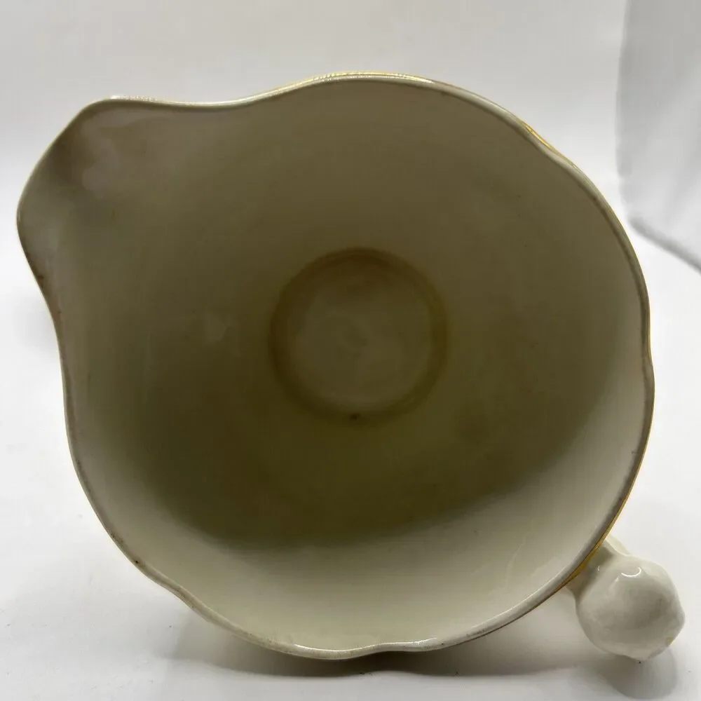 Antique 1930s Mount Clemens Mildred Footed Creamer & Plate Gold Trimmed USA USA